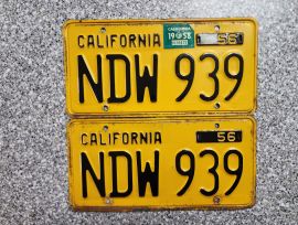 1958 California License Plates, DMV Clear 