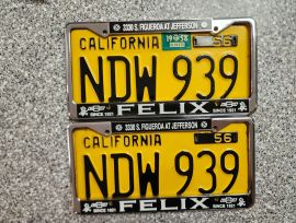 1958 California License Plates, DMV Clear 