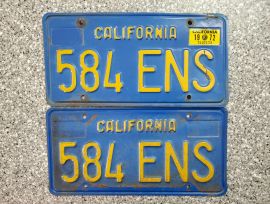 1972 California License Plates, DMV Clear 