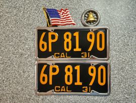 1931 California License Plates, DMV Clear 1931 California License Plates, DMV Clear