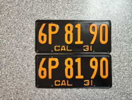 1931 California License Plates, DMV Clear 