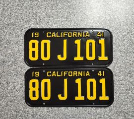 1941 California License Plates, DMV Clr