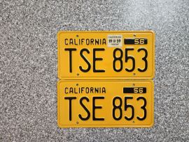 1959 California License Plates, Pro-Restored, DMV