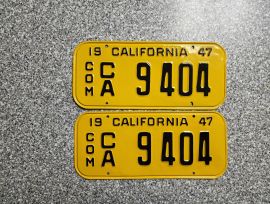 1947 California Commercial License Plates, DMV Clr