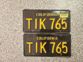 1966 California License Plates, DMV Clear, VG