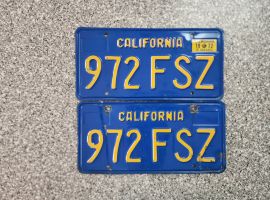 1972 California License Plates, DMV Clear         