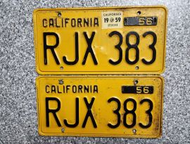 1959 California License Plates, DMV Clear 