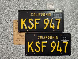 1964 California License Plates, DMV Clear 
