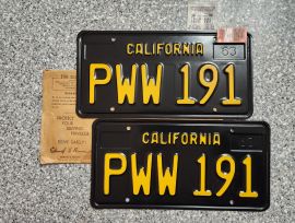1965 California License Plates, DMV Clear 