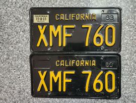1969 California License Plates, DMV Clear 
