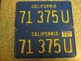 1974 California Commercial License Plates, DMV 