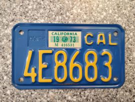 1973 California Motorcycle License Plates, DMV Clr