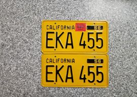 1957 California License Plates, Pro-Restored, DMV