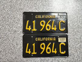 1969 California Commercial License Plates, DMV  