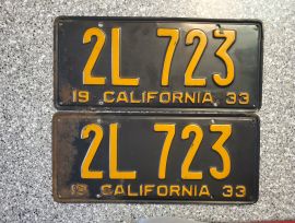 1933 California License Plates, DMV Clear 