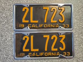 1933 California License Plates, DMV Clear 1933 California License Plates, DMV Clear