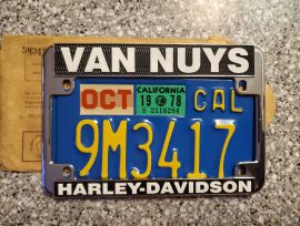 1978 California Motorcycle License Plate, DMV Clr